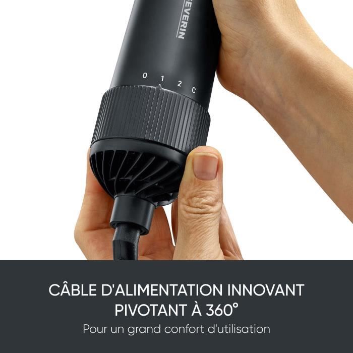 Brosse soufflante - SEVERIN - Styler multifonction avec revetement Céramique-Kératine - Auto-rotative - 3 embouts - 1000 W - Noir
