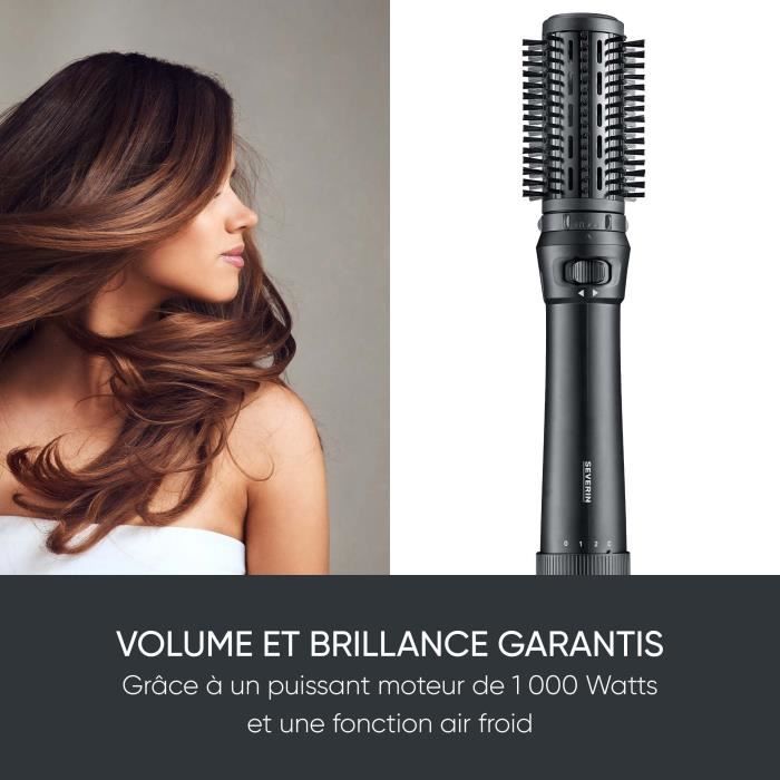 Brosse soufflante - SEVERIN - Styler multifonction avec revetement Céramique-Kératine - Auto-rotative - 3 embouts - 1000 W - Noir