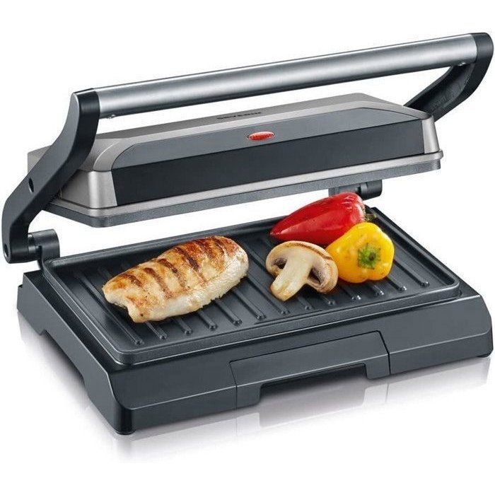 SEVERIN - Grill Electrique KG2394 - Surface cuisson 23x14,5cm - Plaques anti-adhésives - 800W
