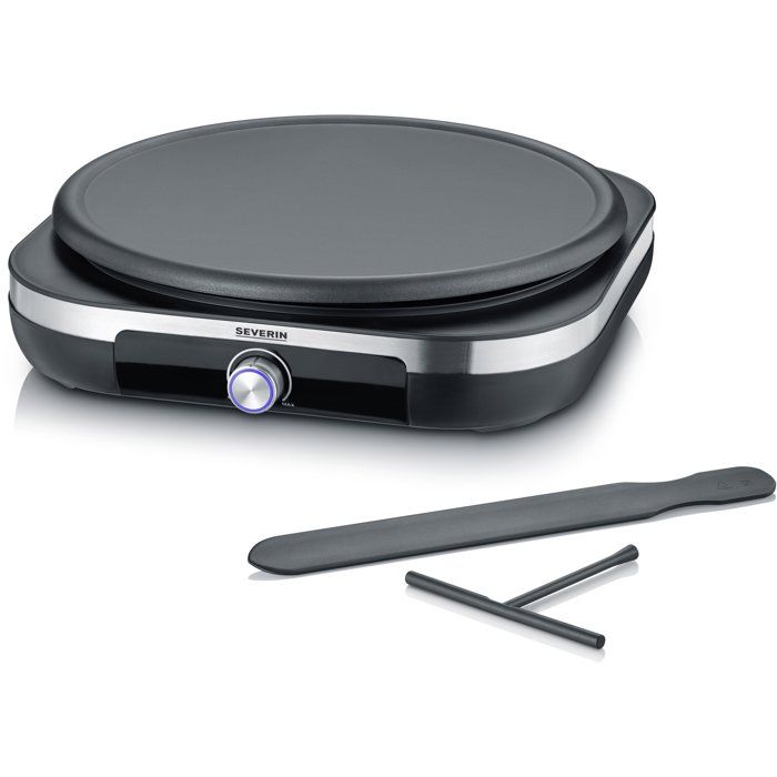Crepiere électrique XXL - SEVERIN - CM2199 - Ř 38cm - Avec spatule et répartiteur - Inox brossé / Noir