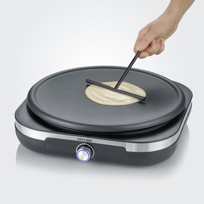 Crepiere électrique XXL - SEVERIN - CM2199 - Ř 38cm - Avec spatule et répartiteur - Inox brossé / Noir