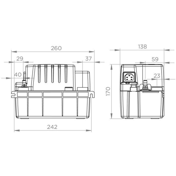 Pompe de relevage de condensats - SFA - Sanicondens Eco V02 - Chaudiere / Climatisation - 45 dBA - 2 entrées