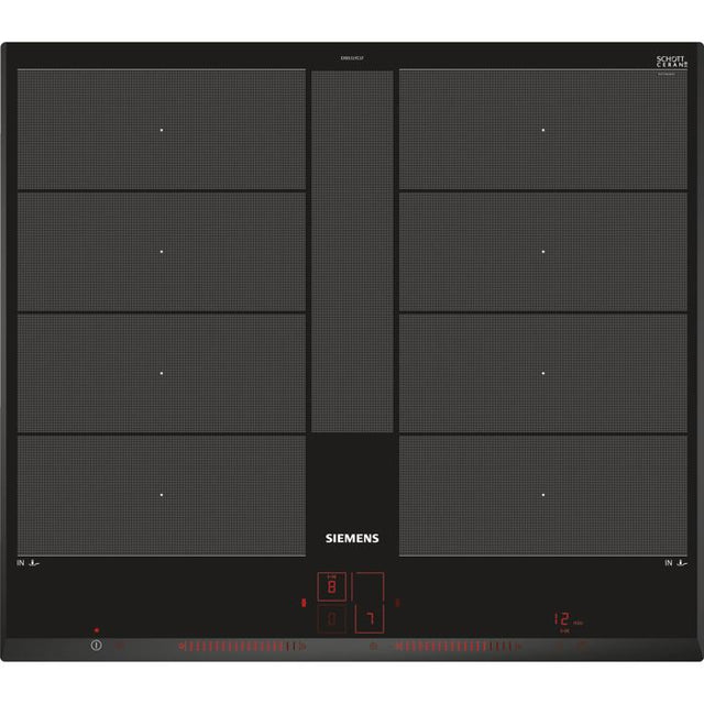 Table induction - SIEMENS - IQ700 - 4 foyers - 60 cm - Noir - Dual LightSlider