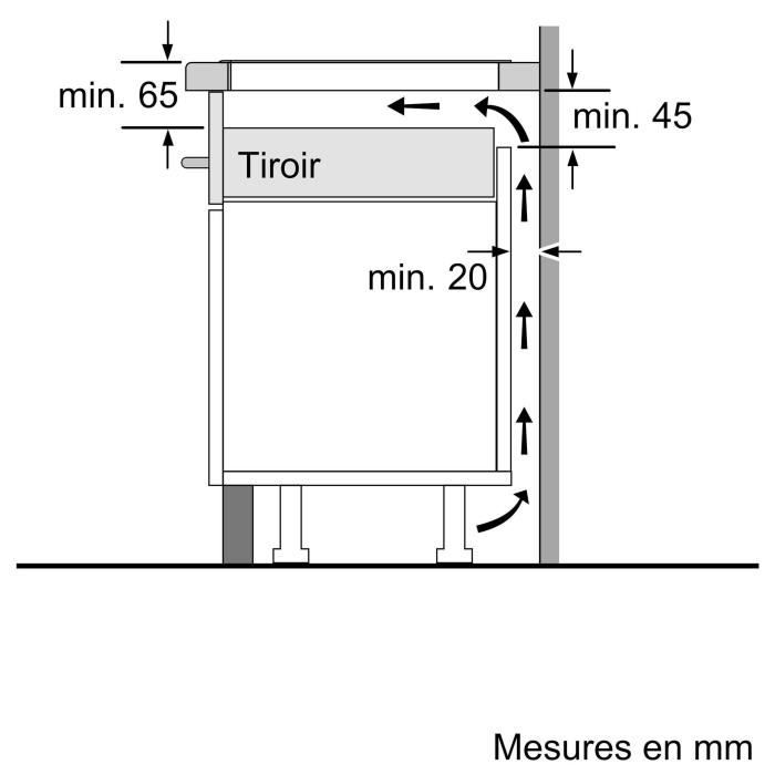 Table induction 60 cm - Bosch Série 2 - 3 foyers - Noir - Touch Select - H5,1 x L59,2 x P52,2 cm - PUC611AA5E