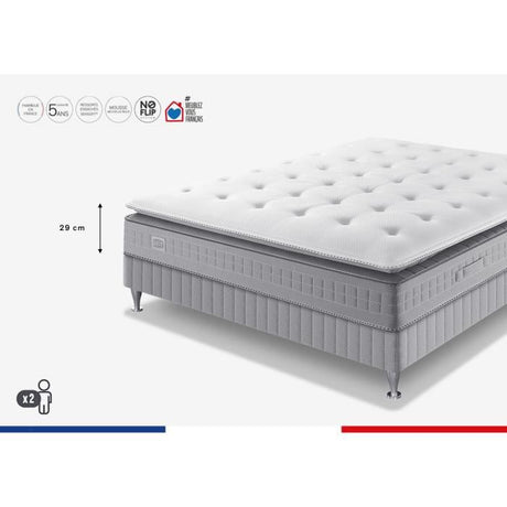 Matelas 160 x 200 SIMMONS - Hauteur 29 cm - Ressorts ensachés Sensoft - No Flip - Enveloppant - Fabriqué en France -  SW5