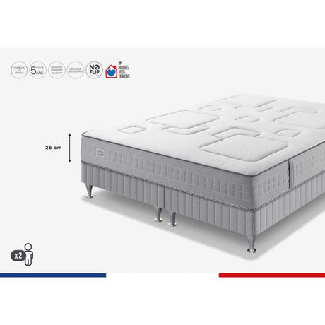 Matelas 160 x 200 SIMMONS - Hauteur 25 cm - Ressorts ensachés Sensoft - No Flip - Morphologique - Fabriqué en France -  SW3