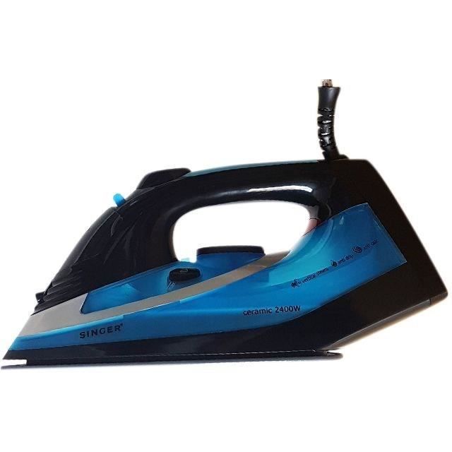 SINGER STI-1730 - Fer a repasser - Anti calcaire - Jet vapeur horizontal et vertical - 2400 W - Semelle acier inoxydable
