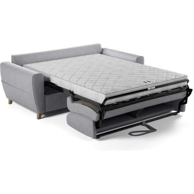 Canapé convertible express 3 places SKY - Tissu Gris - matelas 14cm - 192 x 100 x 88 cm