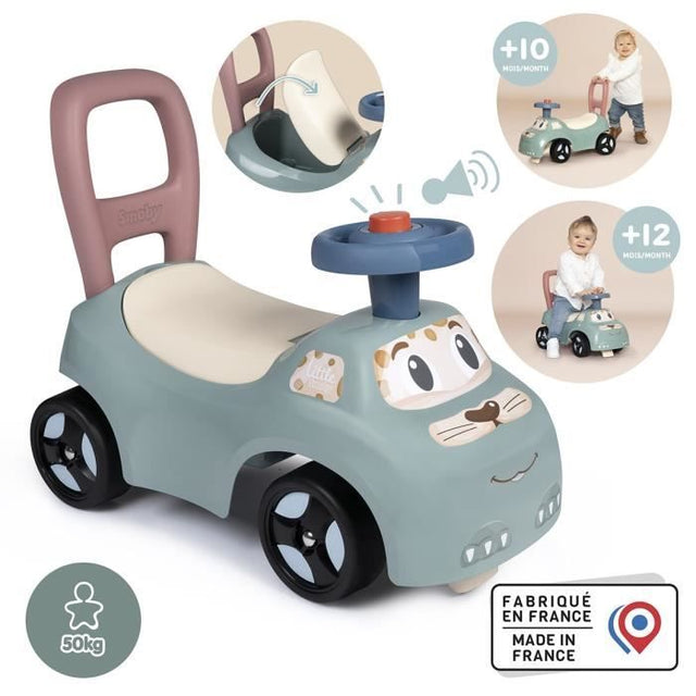 Little Smoby - Porteur Auto - Coffre sous la selle + siege - Klaxon - A partir de 10 mois - Fabrication française