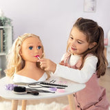 Smoby - Tete a coiffer blonde - Facile a coiffer - 19 accessoires réalistes - Levres thermosensibles - Trappe de rangement