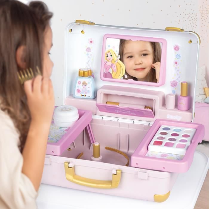 Smoby - Disney Princesse - Valise beauté  facile a transporter - 13 accessoires inclus : coiffure, onglerie, maquillage - Fabricatio