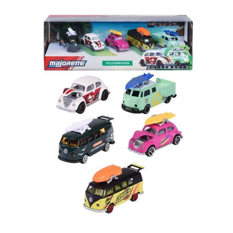 Coffret Cadeau 5 Véhicules Volkswagen - MAJORETTE - 2 exclusifs - Portes ouvrantes, suspensions - Échelle 1/64 - Des 3 ans