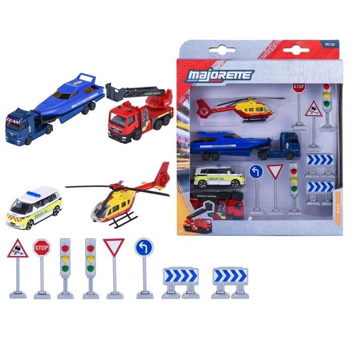 Playset Véhicules de Secours - MAJORETTE - Pompiers, police, ambulance - Sons et lumieres - Échelle 1/64 - Des 3 ans