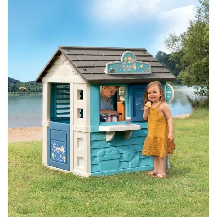 SMOBY - Maison Sweety Corner - Comptoir et espace de préparation - Machine a glaces - 18 accessoires inclus - Fabriqué en France