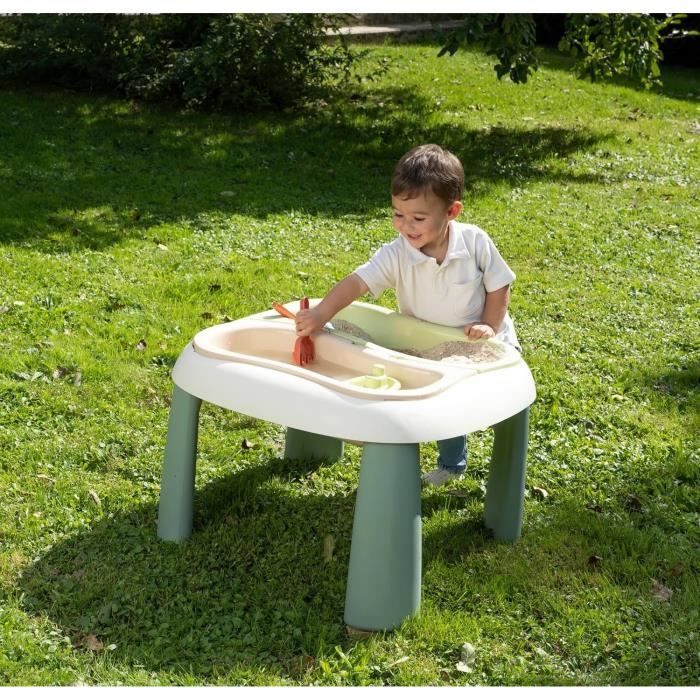 SMOBY Life - Table Sable et Eau - 2 bacs amovibles, pelle, râteau, bateau, moules a sable - Jouet d'extérieur - Des 18 mois