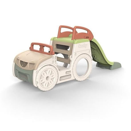 SMOBY Life - Adventure Car avec toboggan - 3 activités - Tobbogan,Bac a sable, Poste de conduite - Matiere Recyclée - Des 18 mois
