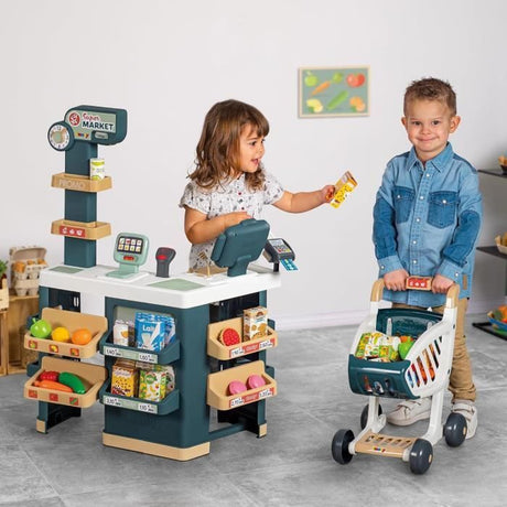 SMOBY - Marchande - Supermarché avec coin fruits et légumes- 42 accessoires inclus - Des 3 ans