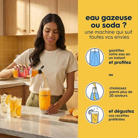 Machine a soda et eau pétillante SODASTREAM - TERRA Rouge - 1 bouteille compatible lave-vaisselle - 1 recharge de gaz 60L