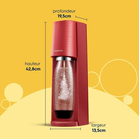 Machine a soda et eau pétillante SODASTREAM - TERRA Rouge - 1 bouteille compatible lave-vaisselle - 1 recharge de gaz 60L