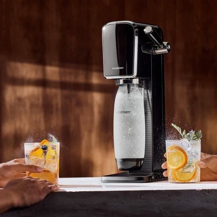 Machine a soda et eau pétillante SODASTREAM - ART Noire - 2 bouteilles compatible lave-vaiselle - 1 recharge de gaz 60L