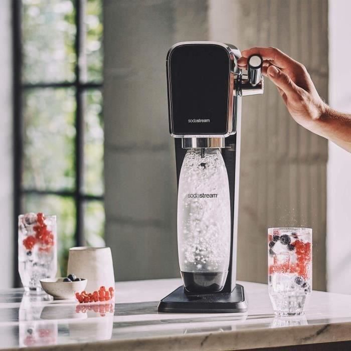 Machine a soda et eau pétillante SODASTREAM - ART Noire - 2 bouteilles compatible lave-vaiselle - 1 recharge de gaz 60L