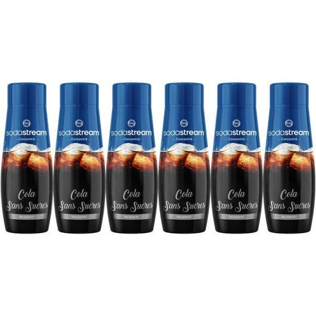 Concentrés SODASTREAM - Lot de 6 concentrés Cola sans sucres - Jusqu'a 54L de boissons - 440ml