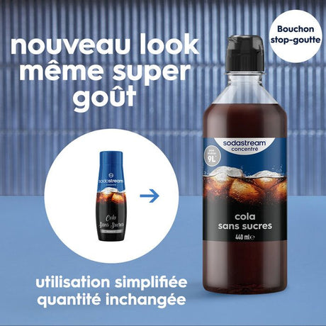 Concentrés SODASTREAM - Lot de 6 concentrés Cola sans sucres - Jusqu'a 54L de boissons - 440ml