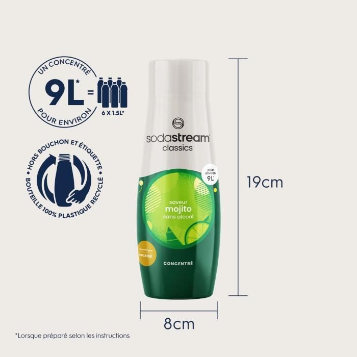 Concentrés SODASTREAM - Lot de 6 concentrés Mojito sans alcool - Jusqu'a 54L de boissons - 440 ml