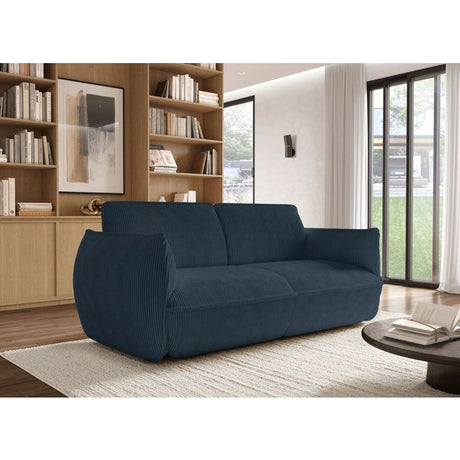 Canapé fixe - 3 places - SOFFIO - Tissu Bleu - 220 x 98 x 83 cm