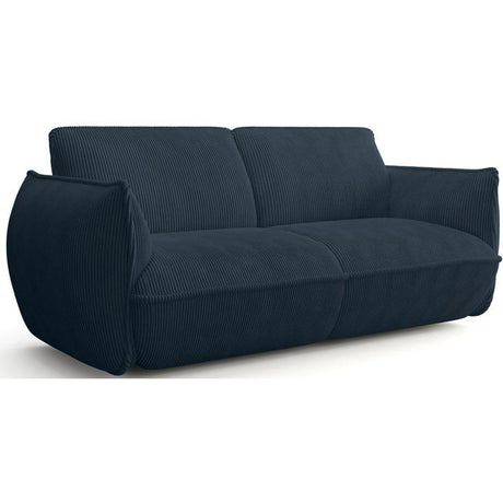 Canapé fixe - 3 places - SOFFIO - Tissu Bleu - 220 x 98 x 83 cm