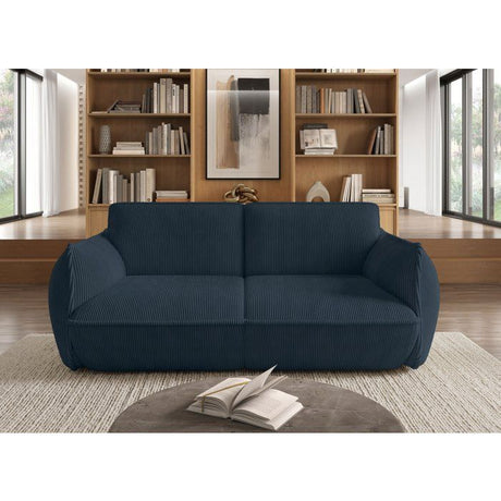 Canapé fixe - 3 places - SOFFIO - Tissu Bleu - 220 x 98 x 83 cm