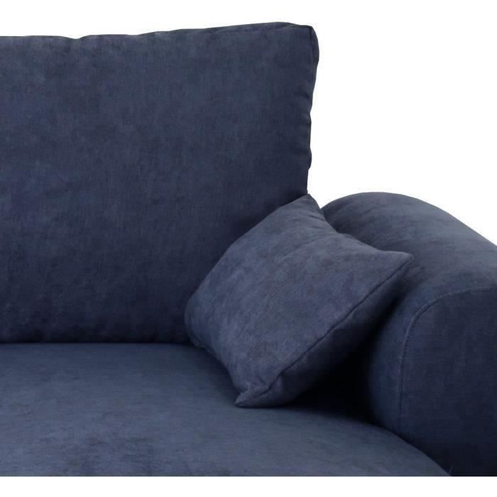 Canapé d'angle convertible réversible MAX - Méridienne avec coffre - Tissu bleu - L 240 x P 143 x H 85 cm