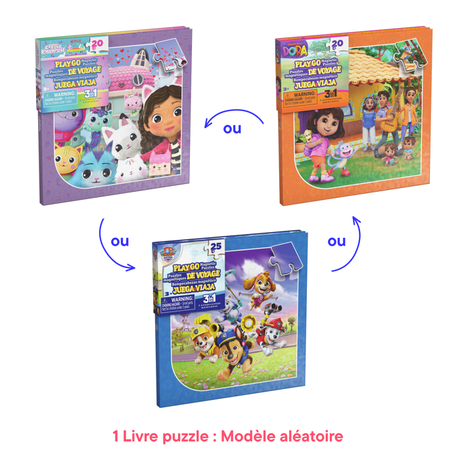 Livres de voyage - Modele aléatoire - 3 puzzles magnétiques -Pat'Patrouille ou Gabby et la Maison Magique ou Dora