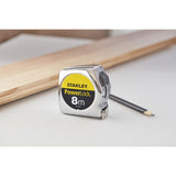 Metre ruban 8m x 25mm STANLEY - Powerlock Classic ABS - Revetement Mylar - Crochet 3 rivets