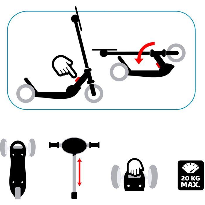 Trottinette 3 roues pliables - STAMP - Skids Control Explore - Rose