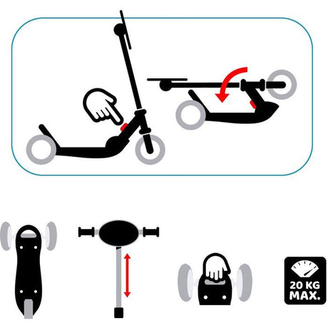 Trottinette 3 roues pliables - STAMP - Skids Control Explore - Rose