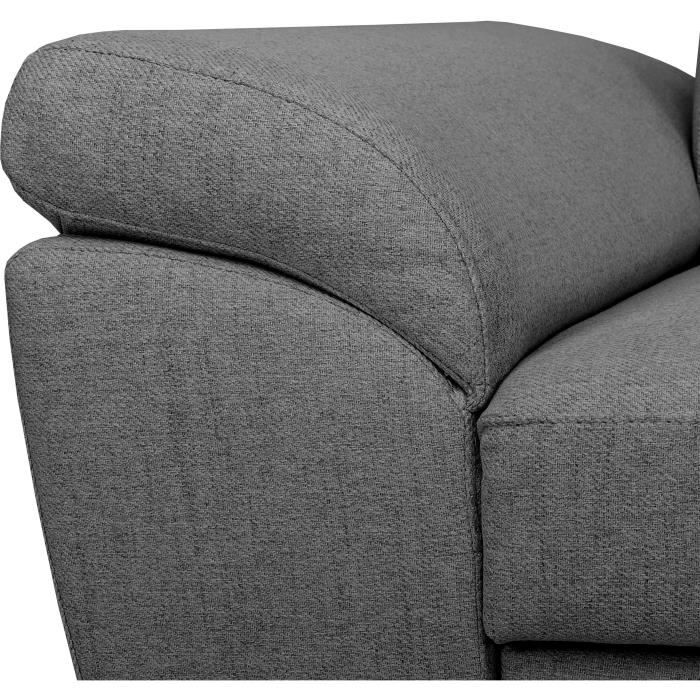 Canapé d'angle convertible - 4 personnes - STAN - Tissu Anthracite - 3 tétieres - Réversible - 243 x 92 x 184 cm