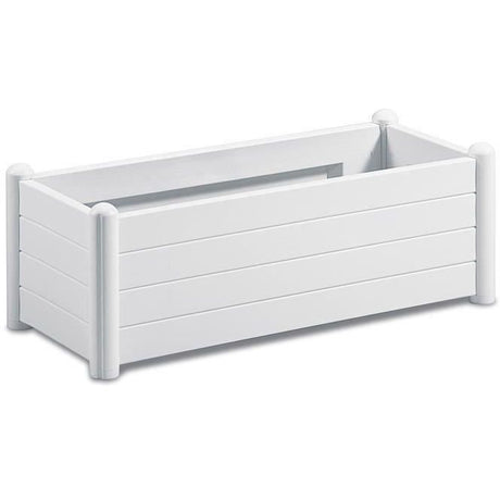 STEFANPLAST Bac a fleurs/jardiniere rectangulaire - ITALIA - Finition effet bois - 100x43xH35cm - 80L - Blanc