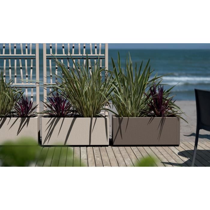 STEFANPLAST Bac a fleur/Jardiniere ETHICA rectangulaire 80 cm  - 80x36x35cm - Taupe