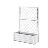 STEFANPLAST Bac a fleur/Jardiniere rectangulaire avec treillis - Finition effet bois - 100 x 43 x H 142 cm - 80 L - Blanc