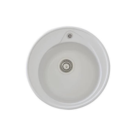 STRADOUR Evier a encastrer RONDA, en SMC BLANC UNI - 17,  1 bac, dim. Ř 49 cm, vidage manuel