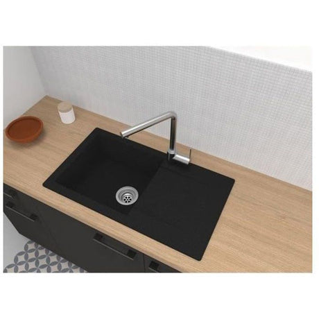 STRADOUR Evier a encastrer EINNA, en SMC NOIR PAILLETE - 06,  1 bac, dim. 78 * 43,5 cm, vidage manuel