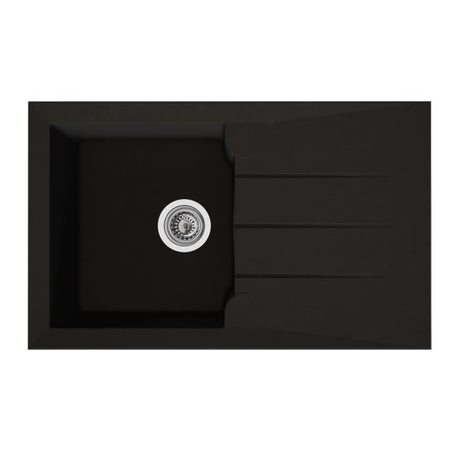 Evier - Résine BMC - Noir - A encastrer - STRADOUR - Alineo 1C - 81 x 50 cm