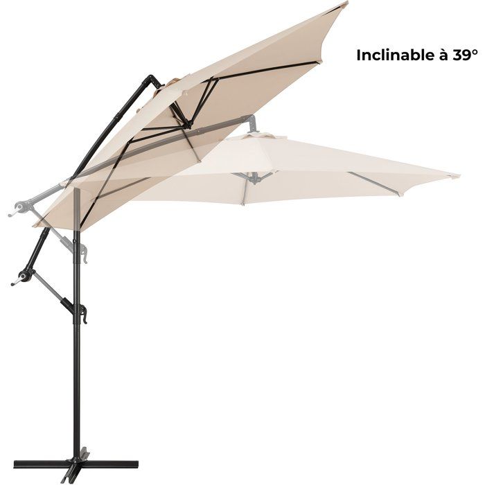 Parasol déporté AUREA Ø 3 m - Structure en aluminium avec toile polyester 180g - Creme