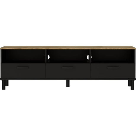 Ensemble Meuble TV+Table basse OXFORD - Style industriel - Mélaminé chene noir - Table Basse: L110 cm et Meuble Tv 159 cm