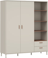 Armoire - Décor cachemire et terracotta - 2 portes - étageres + tiroirs  - L168,4 x P52,9 x H201,6 cm
