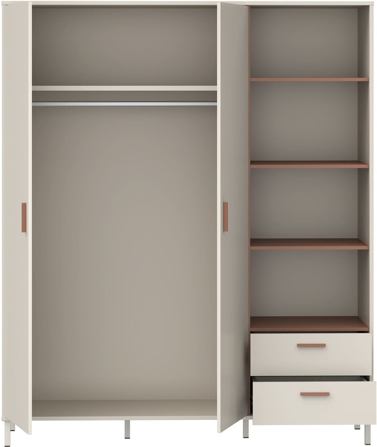 Armoire - Décor cachemire et terracotta - 2 portes - étageres + tiroirs  - L168,4 x P52,9 x H201,6 cm