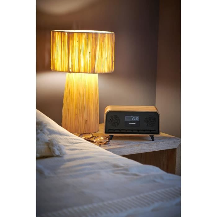 Radio-réveil Bluetooth - THOMSON - Vintage Cosy - 30W, Radio FM, Double alarme, Écran LCD, Chargeur USB-C, Alim. 230V