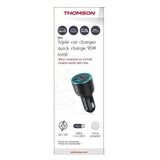 Chargeur voiture THOMSON-12/24V-95W total- 2x-USB-C:  PD 65W +  PD 30W+ USB-A QC 3.0 18W pour une charge rapide de vos appareils