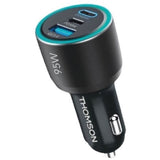 Chargeur voiture THOMSON-12/24V-95W total- 2x-USB-C:  PD 65W +  PD 30W+ USB-A QC 3.0 18W pour une charge rapide de vos appareils